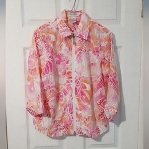 Chic Pink and Orange Floral Blouse